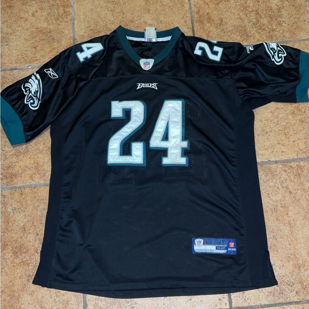 Eagles black Asomugha on field Reebok jersey